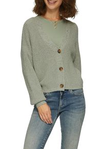 QS Damen Strickjacke, grün, casual, Gr. XL, unifarben, Strick, Obermaterial: 50% Baumwolle, 50% Polyacryl, Strickjacken, mit Rippbündchen