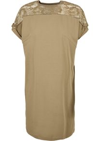 Urban Classics Damen Shirtkleid "Urban Classics Damen Ladies Lace Tee Dress", grün, klassisch, Gr. XS, unifarben, 95% Baumwolle, 5% Elasthan, Kleider