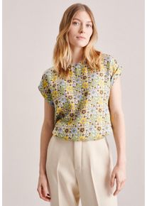 Seidensticker Damen Shirtbluse "Schwarze Rose", beige, Gr. 34, gemustert, 100% Viskose, Blusen, Kurzarm Rundhals Druck