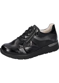 Waldläufer WALDLÄUFER Damen Sneaker "K-RAMONA", Gr. 3,5, schwarz, Lackleder, Nappaleder, kontrastfarbene Details, sportlich, Schuhe, Freizeitschuh, Halbschuh,
