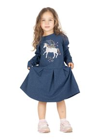 SALT & PEPPER SALT AND PEPPER Mädchen Jerseykleid "Unique", blau, casual, Gr. 140, 95% Baumwolle, 5% Elasthan, Kleider, mit süßem Einhorn-Motiv