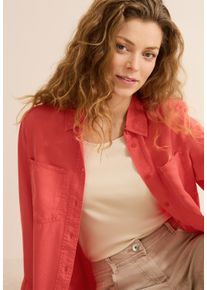 Cecil Damen Langarmbluse, orange, casual, Gr. S, unifarben, Web, Obermaterial: 100% Lyocell, Blusen, mit Brusttaschen