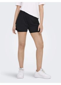 Only Play Damen Funktionsshorts "ONPMILA-2 MW LOOSE PCK SHORTS NOOS", schwarz, sportlich, Gr. XS, unifarben, Jersey, Obermaterial: 74% Polyester, 14%