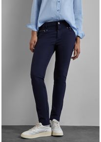 Street One Damen Röhrenhose, blau, casual, Gr. 32, unifarben, Stoff, 88% Polyamid, 12% Elasthan, Hosen, Middle Waist