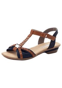 Rieker Damen Sandalette, Gr. 39, blau, Textil, Lederimitat, elegant, Schuhe, Sommerschuh, Sandale, Keilabsatz, in zweifarbiger Optik