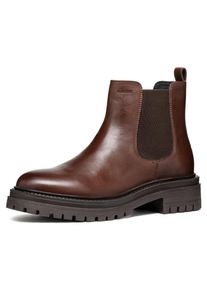 Geox Damen Chelseaboots "D IRIDEA B", Gr. 39, braun, Nappaleder, casual, Schuhe, Chunky Boot, Plateau Stiefelette mit modischem Blockabsatz