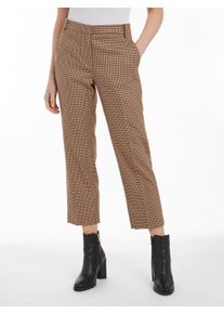 Tommy Hilfiger Damen Webhose "CORE CHECK SLIM STRAIGHT PANT", braun, casual, Gr. 44, gemustert, Web, Obermaterial: 63% Polyester, 34% Viskose, 3%
