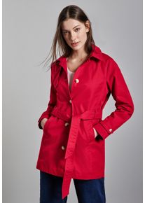 Street One Damen Trenchcoat, rot, casual, Gr. 40, unifarben, Web, Obermaterial: 69% Baumwolle, 31% Polyester, Mäntel, mit Gürtel zum Taillieren