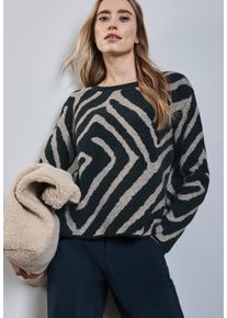 Street One Damen Jacquardpullover, grün, casual, Gr. 46, gemustert, Strick, Obermaterial: 85% Polyester, 9% Polyacryl, 5% Baumwolle, 1% Elasthan,