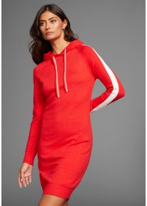Laura Scott Damen Strickkleid, rot, casual, Gr. 44, unifarben, kontrastfarbene Details, unifarben mit Farbeinsätzen, Strick, Obermaterial: 50%