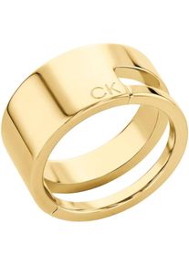 Calvin Klein Damen Fingerring "GEOMETRIC ESSENTIALS, 35000679B,C,D, 35000680B,C,D,E", 52, Edelstahl, 10mm, gold, Edelstahl, Fingerringe