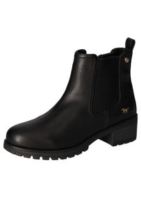 Mustang Shoes Damen Chelseaboots, Gr. 41, schwarz, Lederimitat, Basic, Schuhe, Stiefelette, Blockabsatz, mit seitlichem Stretch
