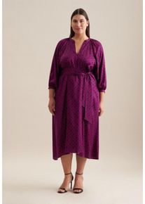 Seidensticker Damen Sommerkleid "Schwarze Rose", lila, Gr. 50, bedruckt, 100% Viskose, Kleider, 3/4-Arm Rundhals Druck