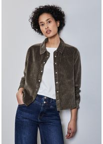 Street One Damen Langarmbluse, braun, casual, Gr. 42, unifarben, Cord, Obermaterial: 100% Baumwolle, Blusen, im kurzen Schnitt