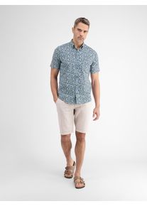 Lerros Herren Kurzarmhemd "Lerros Sommerlich bedrucktes Halbarmhemd", blau, Gr. S, 100% Baumwolle, Hemden