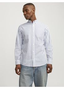 Jack & Jones JACK & JONES Herren Langarmhemd "JJEOXFORD SHIRT LS NOOS", blau, modisch, Gr. XS, gestreift, Web, Obermaterial: 100% Baumwolle, Hemden