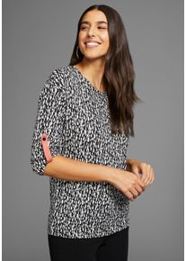 Laura Scott Damen 3/4-Arm-Shirt, rosa, casual, Gr. 32, gemustert, kontrastfarbene Details, bedruckt, Single Jersey, Obermaterial: 95% Viskose, 5%