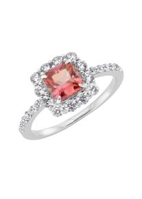 Damen Silberring "Ziersteine, Zirkonia weiß, Silber 925", 58, Silber 925 (Sterlingsilber), orange, Giorgio Martello MILANO, Silber 925