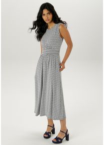Damen Sommerkleid, blau, casual, Gr. 38, Aniston SELECTED, gemustert, bedruckt, Jersey, Obermaterial: 95% Viskose, 5% Elasthan, Kleider, mit zwei