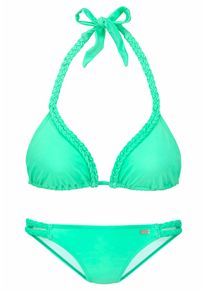 Buffalo Damen Triangel-Bikini, grün, Gr. 34, Flechtoptik, Polyamid, Bikini-Sets, mit geflochtenen Details