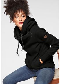 Ragwear Damen Kapuzensweatshirt "GRIPYBUTTON", schwarz, casual, Gr. XS, unifarben, kontrastfarbene Details, Sweatware, Obermaterial: 70% Baumwolle,