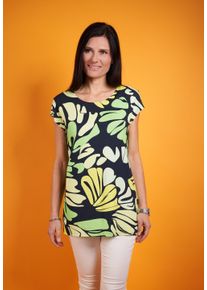 Seidel Moden Damen Longshirt, grün, casual, Gr. 36, gemustert, Jersey, Obermaterial: 95% Viskose, 5% Elasthan, Shirts, MADE IN GERMANY