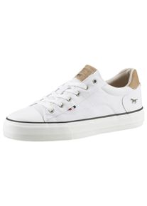 Mustang Shoes Damen Sneaker, Gr. 39, weiß, Textil, Lederimitat, sportlich, Schuhe, Freizeitschuh, Halbschuh, Schnürschuh, mit Gummikappe