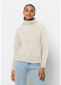 Jack Wolfskin Damen Fleecejacke "WALDSEE HOODED JKT W", weiß, Gr. XS, OBERSTOFF 83% POLYESTER, 9% WOLLE, 8% ELASTHAN FUTTER 100% POLYESTER, Jacken