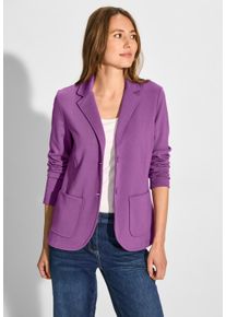 Cecil Damen Kurzblazer, lila, casual, Gr. XXL, unifarben, Stoff, 72% Polyester, 24% Viskose, 4% Elasthan, Blazer, mit Reverskragen