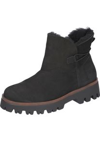 Waldläufer WALDLÄUFER Damen Winterboots "H-LONDON", Gr. 8, schwarz, Nubukleder, Lammfell, unifarben, casual, Schuhe, Stiefelette, Profilsohle, in Bequemweite G