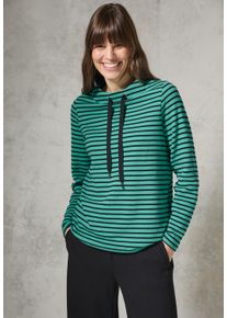 Cecil Damen Langarmshirt, grün, casual, Gr. XXL, gestreift, Web, 70% Baumwolle, 30% Polyester, Shirts, mit Tunnelzugband am Kragen
