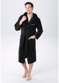 Unisex-Bademantel Bruno Banani, grau, Veloursfrottier, Hausmäntel, "Daniel, ideal für Sauna & Spa, Hotelbademantel, Morgenmantel", Damen & Herren