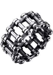 Firetti Damen Fingerring "Schmuck Geschenk Edelstahl Ring Bike Fahrradketten-Optik", 59, Edelstahl, 12mm, schwarz, Edelstahl, Fingerringe