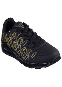 Skechers Damen Sneaker "UNO-GOLDEN HEART", Gr. 35, gold, Lederimitat, kontrastfarbene Details, modisch, Schuhe, Freizeitschuh, Schnürschuh mit