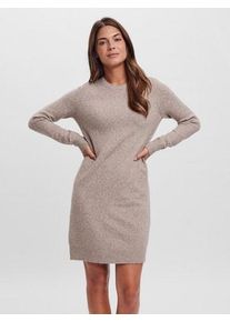 Véro Moda VERO MODA Damen Strickkleid "VMDOFFY LS O-NECK DRESS GA NOOS", beige, modisch, Gr. XS, meliert, Strick, Obermaterial: 94% Polyester, 3% Elasthan, 3%
