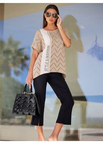 Heine Damen Ajourpullover "Pullover", beige, Gr. 36, gemustert, mehrfarbig, 55% Polyacryl, 45% Baumwolle, Pullover