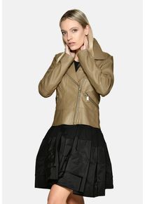Maze Damen Lederjacke "42020138", grau, Gr. L, Obermaterial 85% Lammleder, 14% Baumwolle, 1% Elasthan, Innenfutter: 100% Baumwolle, Jacken