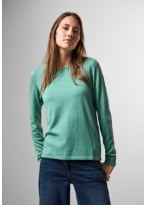 Cecil Damen Strickpullover, grün, casual, Gr. XXL, unifarben, Web, Stoff, 60% Baumwolle, 40% Viskose, Pullover, mit Rundhalsausschnitt