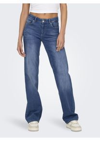 Only Damen Straight-Jeans "ONLBLUSH MID STRAIGHT DNM REA12187 NOOS", blau, modisch, Gr. S, unifarben, Denim/Jeans, Obermaterial: 92% Baumwolle, 6%