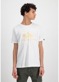 Herren T-Shirt "Alpha Industries Men - T-Shirts Basic T-Shirt Foil Print", weiß, Gr. XXL, Alpha Industries, Obermaterial: 100% Baumwolle, Shirts