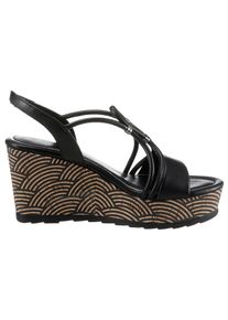Marco Tozzi Damen Keilsandalette, Gr. 40, schwarz, Lederimitat, modisch, Schuhe, Sommerschuh, Sandale, Keilabsatz, in veganer Verarbeitung