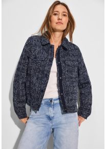 Cecil Damen Kurzjacke, blau, casual, Gr. XXL, Jacquardmuster, Stoff, 100% Polyester, Jacken, mit Brusttaschen