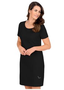 TRIGEMA Damen Jerseykleid "TRIGEMA Halbarm Kleid mit Kristallsteinen", schwarz, elegant, Gr. XXXL, 55% Polyester, 45% Baumwolle, Kleider