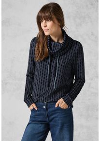 Cecil Damen Sweatshirt, blau, casual, Gr. XXL, gemustert, Web, 86% Baumwolle, 12% Polyester, 2% Elasthan, Sweatshirts, aus softem Materialmix