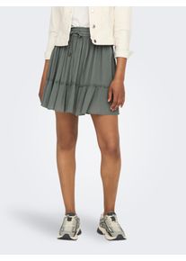 Only Damen Minirock "ONLIBIZA LIFE SHORT SKIRT WVN NOOS", grün, casual, Gr. S, unifarben, Web, Obermaterial: 100% Viskose, Röcke, mit Volant