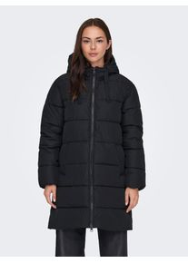 Only Damen Steppmantel "ONLCLAIR PUFFER HOOD COAT OTW CC", schwarz, modisch, Gr. S, unifarben, Steppware, Obermaterial: 100% Polyester, Mäntel
