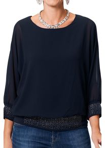 Damen Shirtbluse "HERMANN LANGE Collection Blusenshirt Flora", blau, Gr. 46, HERMANN LANGE Collection, 100% Polyester, Blusen