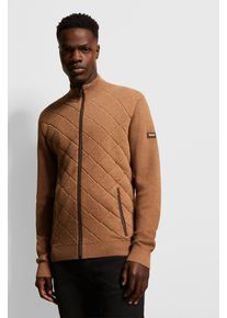 Bugatti Herren Strickjacke, braun, casual, Gr. XXL, unifarben, Strick, 95% Baumwolle, 5% Kaschmir, Strickjacken, mit Stehkragen
