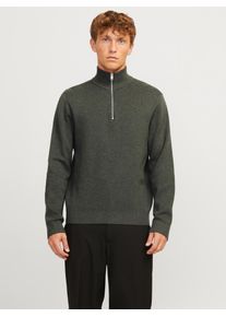 Jack & Jones JACK & JONES Herren Troyer "JPRBLAMILANO STITCH KNIT HALF ZIP SN", grau, modisch, Gr. S, meliert, Strick, Obermaterial: 100% Baumwolle, Pullover