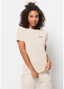 Jack Wolfskin Damen T-Shirt "ESSENTIAL T W", beige, Gr. XL, Obermaterial: 100% Cotton organic; Kontrast: 100% Cotton organic, Shirts